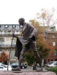 Statue of Mahatma Gandhi walking installed adjacent to Embassy Row -  Massachusetts Ave. NW near Dupont Circle, Washington DC. Image © L Peat O'Neil 2009